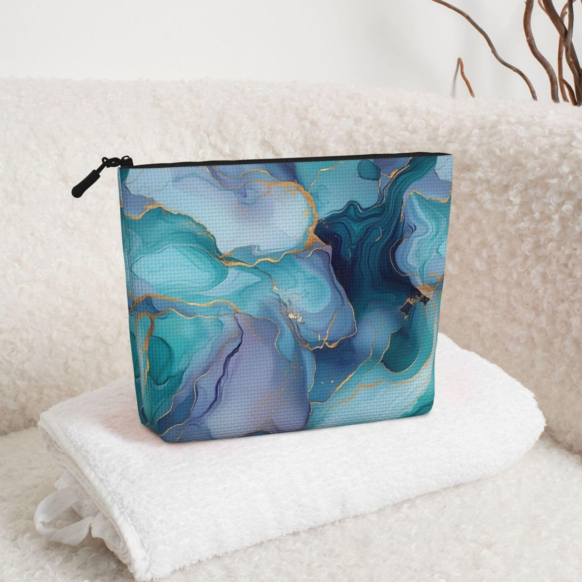 Braytow Blue Marble Classic Print Cosmetic Bags, Waterproof Makeup Storage Pouch for Women Holiday Gifts, 9.45 x 6.7 Inches - thewildfolk Braytow Blue Marble Classic Print Cosmetic Bags, Waterproof Makeup Storage Pouch for Women Holiday Gifts, 9.45 x 6.7 Inches