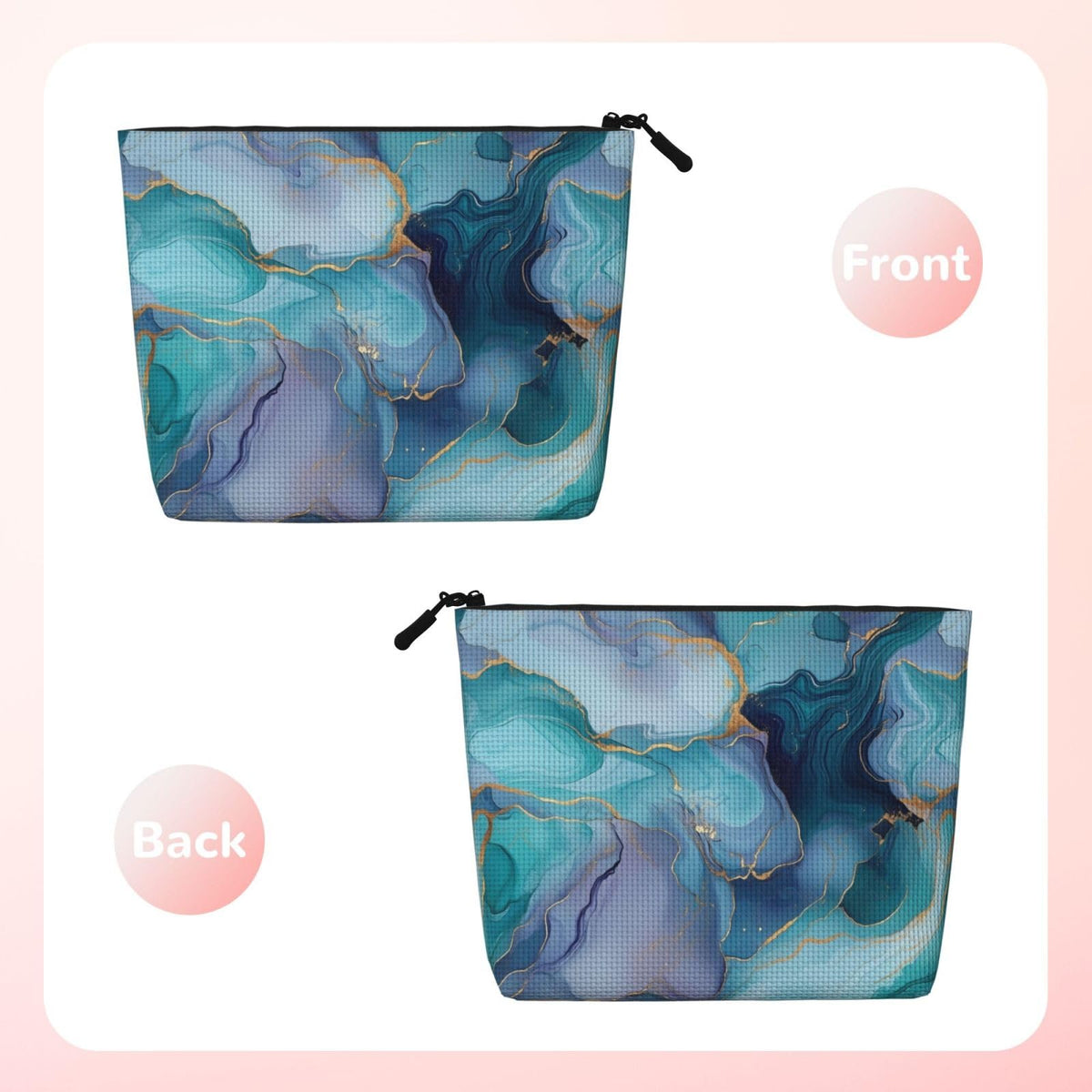 Braytow Blue Marble Classic Print Cosmetic Bags, Waterproof Makeup Storage Pouch for Women Holiday Gifts, 9.45 x 6.7 Inches - thewildfolk Braytow Blue Marble Classic Print Cosmetic Bags, Waterproof Makeup Storage Pouch for Women Holiday Gifts, 9.45 x 6.7 Inches