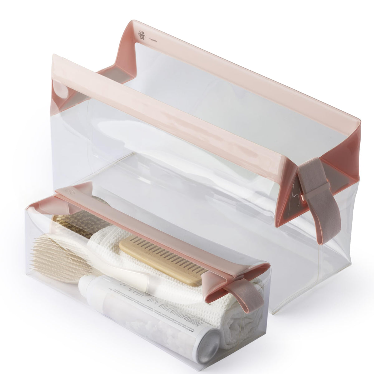 Cadence Parcel - Clear Travel Kit with Zipperless Magnetic Closure - Rose, Extra Large - Durable, Leak-Resistant and TSA Approved Toiletry Bag - Modular Organization - Recycled TPU (4 Qt) - thewildfolk Cadence Parcel - Clear Travel Kit with Zipperless Magnetic Closure - Rose, Extra Large - Durable, Leak-Resistant and TSA Approved Toiletry Bag - Modular Organization - Recycled TPU (4 Qt)