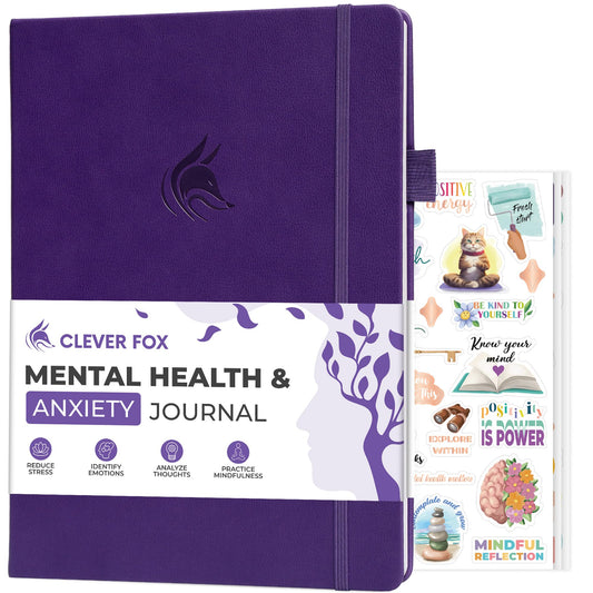 Clever Fox Mental Health & Anxiety Journal CBT Prompts 8.3x11 Purple - thewildfolk Clever Fox Mental Health & Anxiety Journal CBT Prompts 8.3x11 Purple