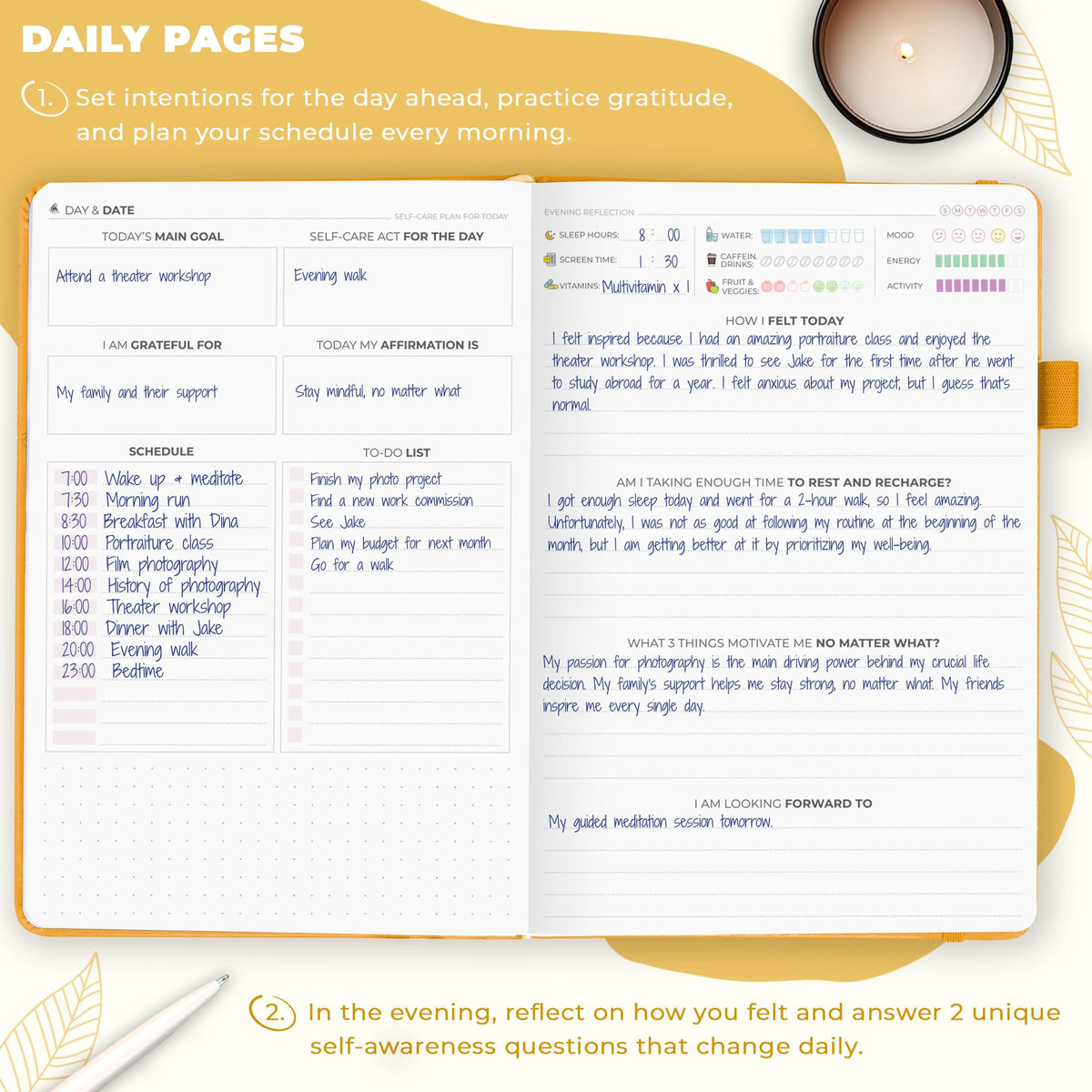 Clever Fox Self-Care Journal for Women, Daily Planner 5.8x8.3 Amber Yellow - thewildfolk Clever Fox Self-Care Journal for Women, Daily Planner 5.8x8.3 Amber Yellow