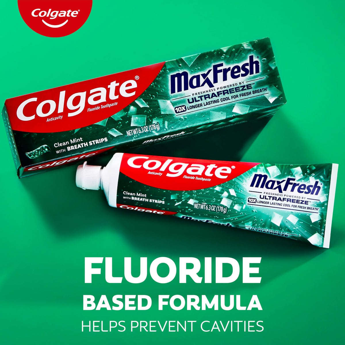 Colgate MaxFresh Fluoride Toothpaste, Clean Mint, 4 Pack, 6.3 oz - thewildfolk Colgate MaxFresh Fluoride Toothpaste, Clean Mint, 4 Pack, 6.3 oz