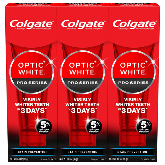 Colgate Optic White Pro Series Stain Prevention Hydrogen Peroxide Toothpaste, Teeth Whitening Toothpaste, Effectively Removes Tea, Coffee, and Wine Stains, Enamel-Safe for Daily Use, 3 Pack, 3.0 oz - thewildfolk Colgate Optic White Pro Series Stain Prevention Hydrogen Peroxide Toothpaste, Teeth Whitening Toothpaste, Effectively Removes Tea, Coffee, and Wine Stains, Enamel-Safe for Daily Use, 3 Pack, 3.0 oz