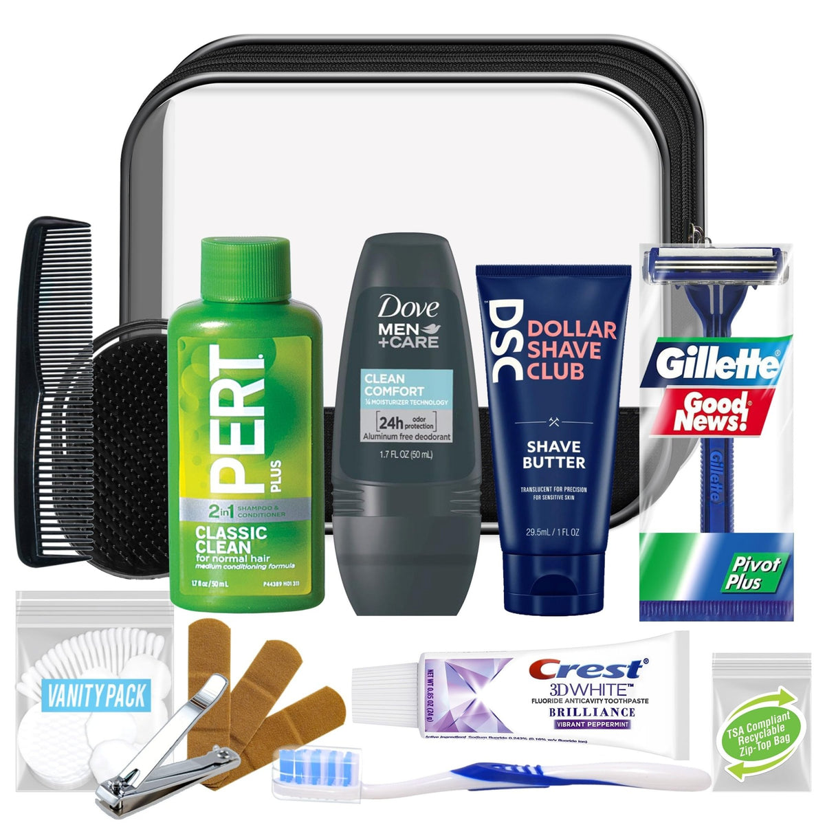 Convenience Kits International Men’s Super Deluxe, 16-Piece Kit with Travel Size TSA Compliant Essentials in Reusable Zippered Toiletry Bag - thewildfolk Convenience Kits International Men’s Super Deluxe, 16-Piece Kit with Travel Size TSA Compliant Essentials in Reusable Zippered Toiletry Bag