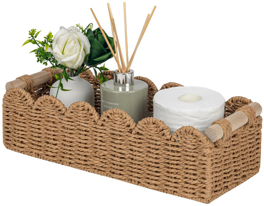 CubesLand Scalloped Toilet Paper Storage Basket W/Handle for Home Decor - thewildfolk CubesLand Scalloped Toilet Paper Storage Basket W/Handle for Home Decor
