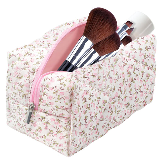 dark swan Cotton Quilted Makeup Bag, Cute Pouch Toiletry Bag Cosmetic Bag Quilted Floral Organizer Bag Travel Coquette Aesthetic Portable Storage Zipper Purse for Women (Pink) - thewildfolk dark swan Cotton Quilted Makeup Bag, Cute Pouch Toiletry Bag Cosmetic Bag Quilted Floral Organizer Bag Travel Coquette Aesthetic Portable Storage Zipper Purse for Women (Pink)