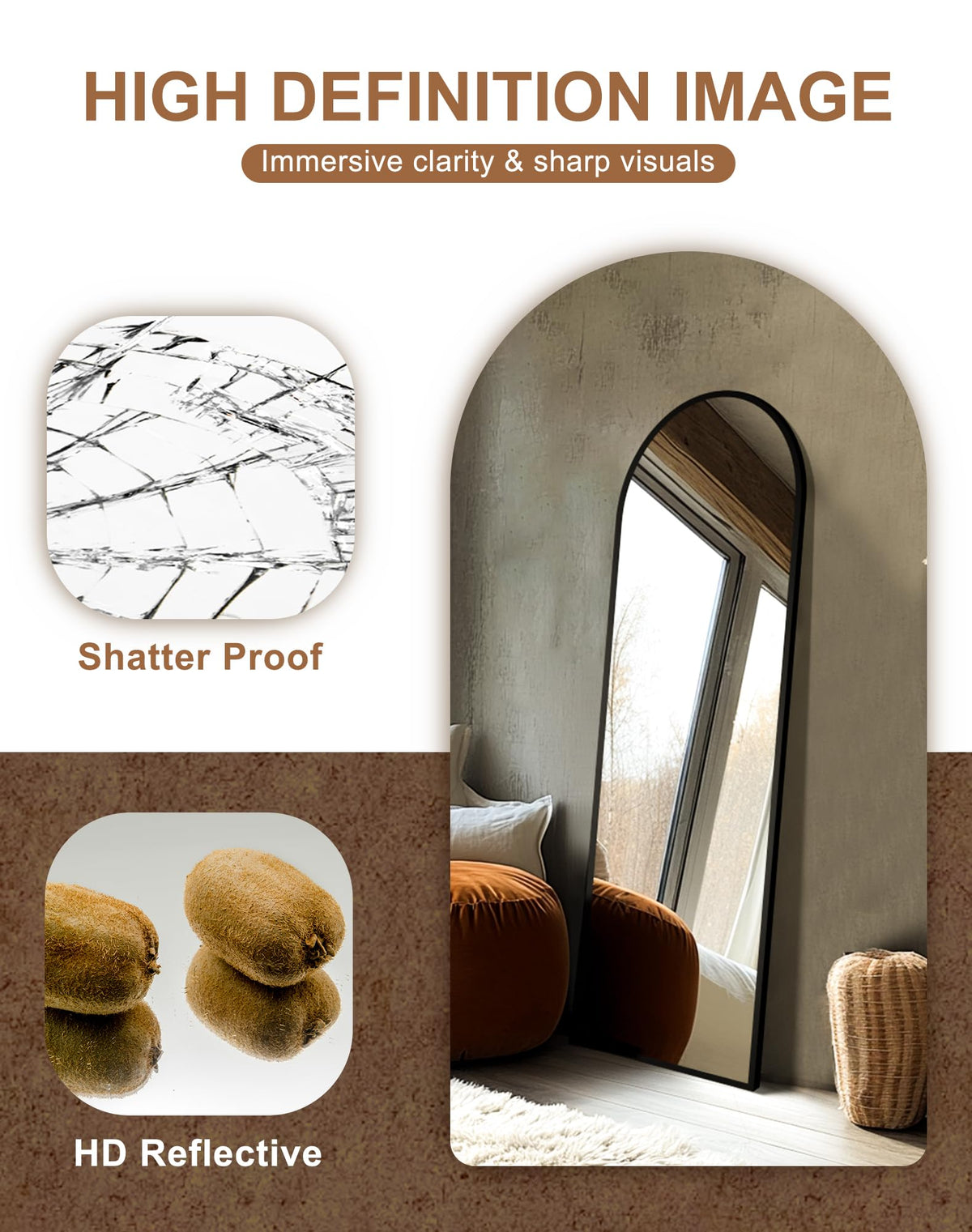 Delma Arched Full Length Mirror with Stand, Black Floor Mirror - thewildfolk Delma Arched Full Length Mirror with Stand, Black Floor Mirror