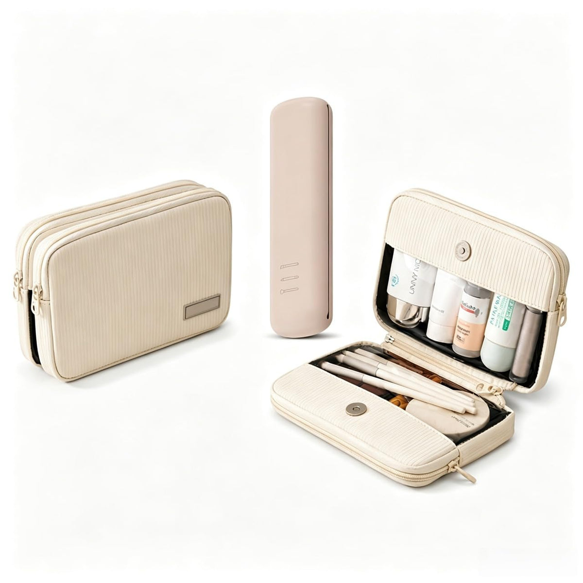 Detachable Travel Makeup Bag,2-in-1 Lay-Flat Cosmetic Organizer Women - thewildfolk Detachable Travel Makeup Bag,2-in-1 Lay-Flat Cosmetic Organizer Women
