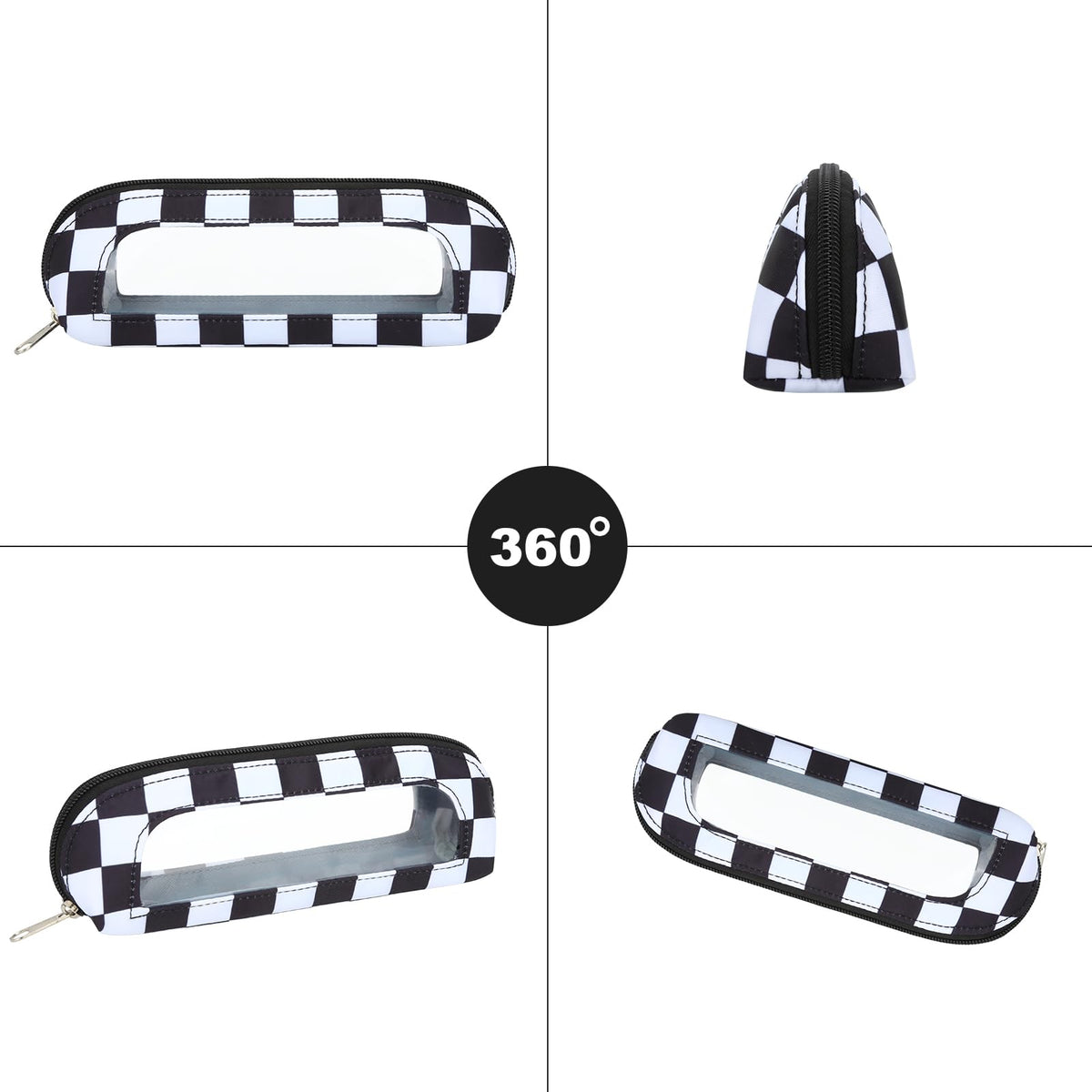 DOB SECHS Small Clear Makeup Bag for Purse Mini Checkered Brush Pouch for Travel Nylon Travel Cosmetic Organizer Pouches Holder Pencil Bag with Zipper Double Sided Clear Make-up Bags - thewildfolk DOB SECHS Small Clear Makeup Bag for Purse Mini Checkered Brush Pouch for Travel Nylon Travel Cosmetic Organizer Pouches Holder Pencil Bag with Zipper Double Sided Clear Make-up Bags