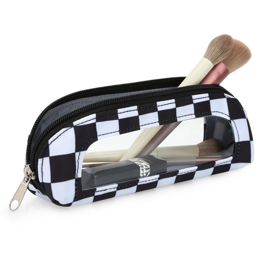 DOB SECHS Small Clear Makeup Bag for Purse Mini Checkered Brush Pouch for Travel Nylon Travel Cosmetic Organizer Pouches Holder Pencil Bag with Zipper Double Sided Clear Make-up Bags - thewildfolk DOB SECHS Small Clear Makeup Bag for Purse Mini Checkered Brush Pouch for Travel Nylon Travel Cosmetic Organizer Pouches Holder Pencil Bag with Zipper Double Sided Clear Make-up Bags