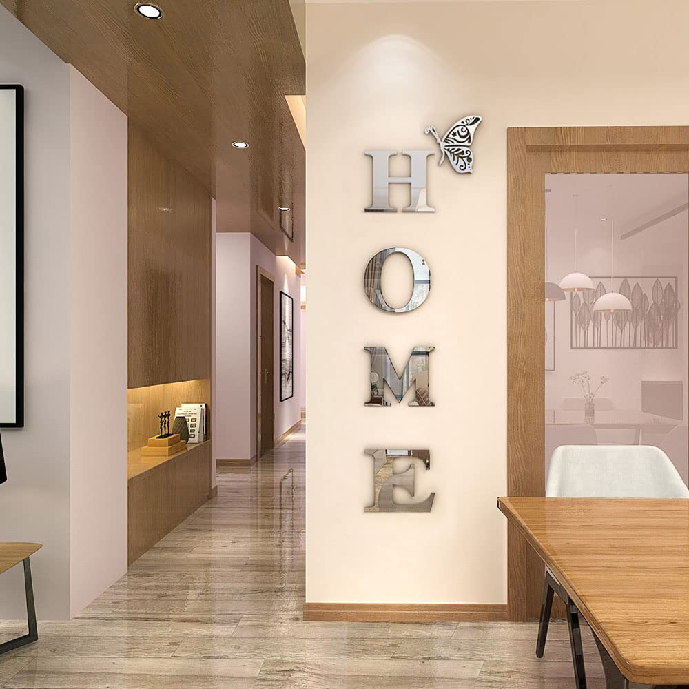 Doeean Home Wall Decor Letter Signs Acrylic Mirror Wall Stickers Decorations for Living Room Bedroom Home Decor Wall Decals (Silver, 47.2 X 15.3IN) - thewildfolk Doeean Home Wall Decor Letter Signs Acrylic Mirror Wall Stickers Decorations for Living Room Bedroom Home Decor Wall Decals (Silver, 47.2 X 15.3IN)