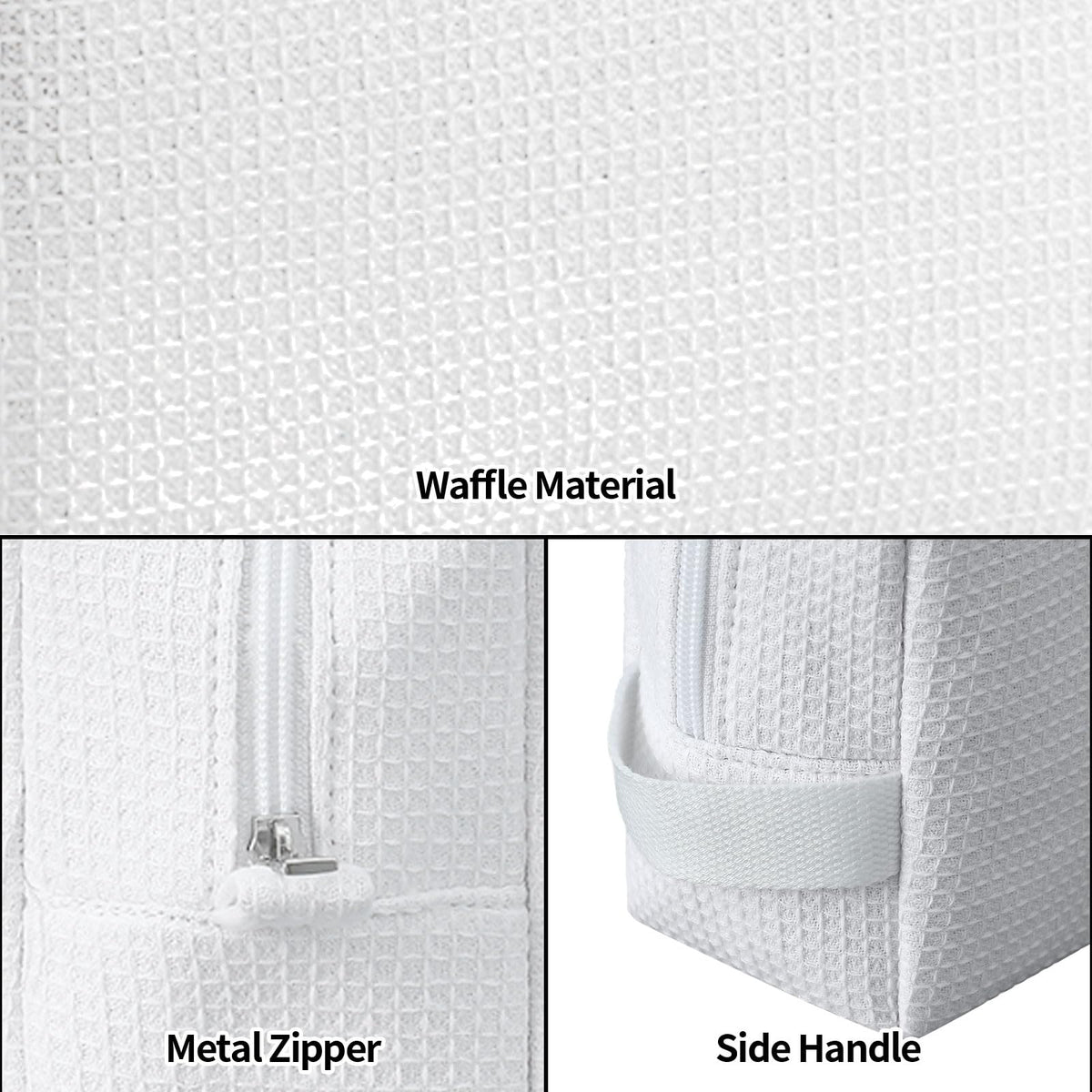 DYSHAYEN Small Waffle Makeup Bag for Travel, White - thewildfolk DYSHAYEN Small Waffle Makeup Bag for Travel, White