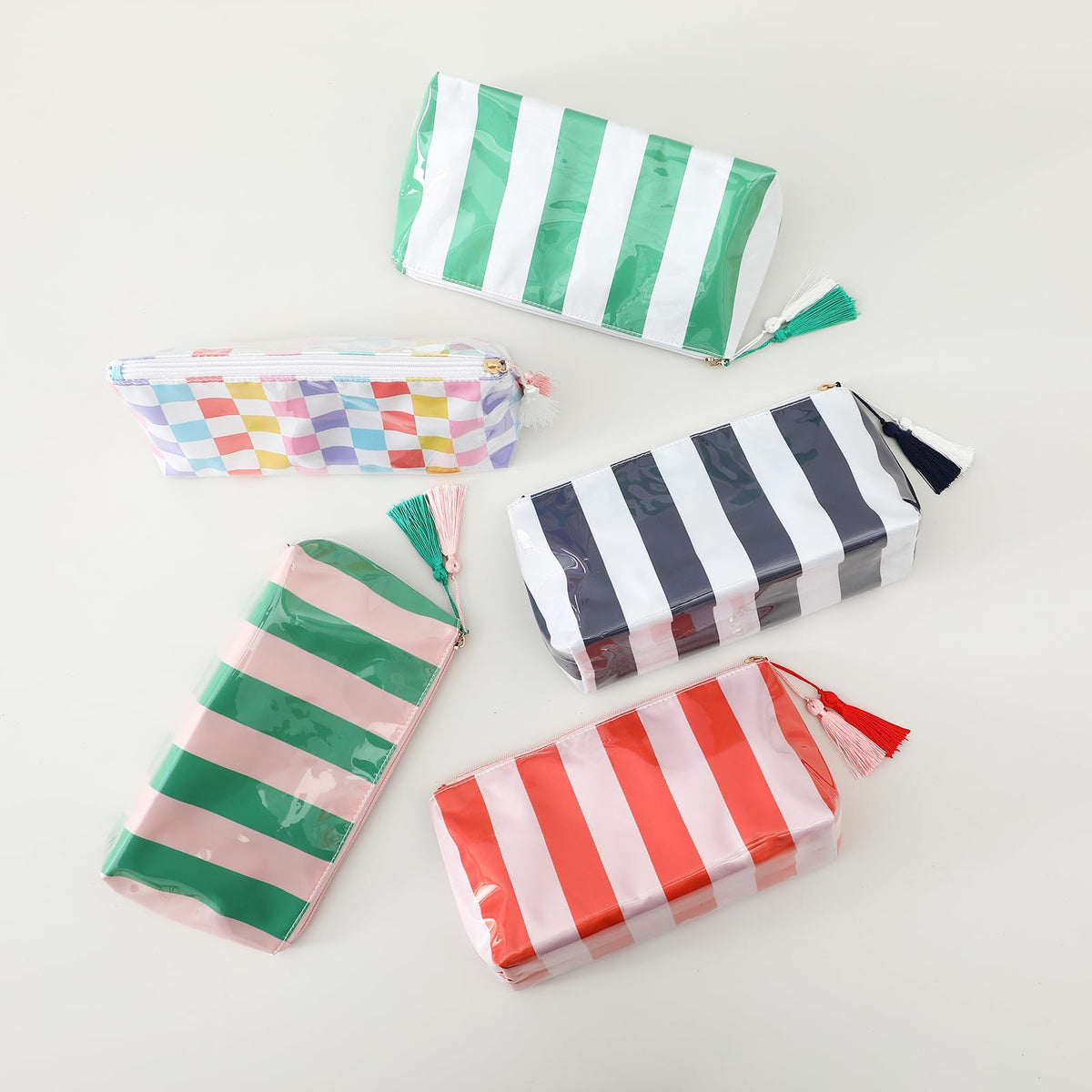 DYSHAYEN Striped Makeup Bag, Pink-Green - thewildfolk DYSHAYEN Striped Makeup Bag, Pink-Green