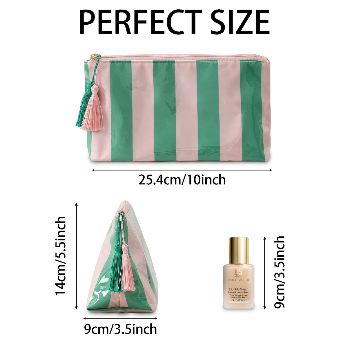 DYSHAYEN Striped Makeup Bag, Pink-Green - thewildfolk DYSHAYEN Striped Makeup Bag, Pink-Green