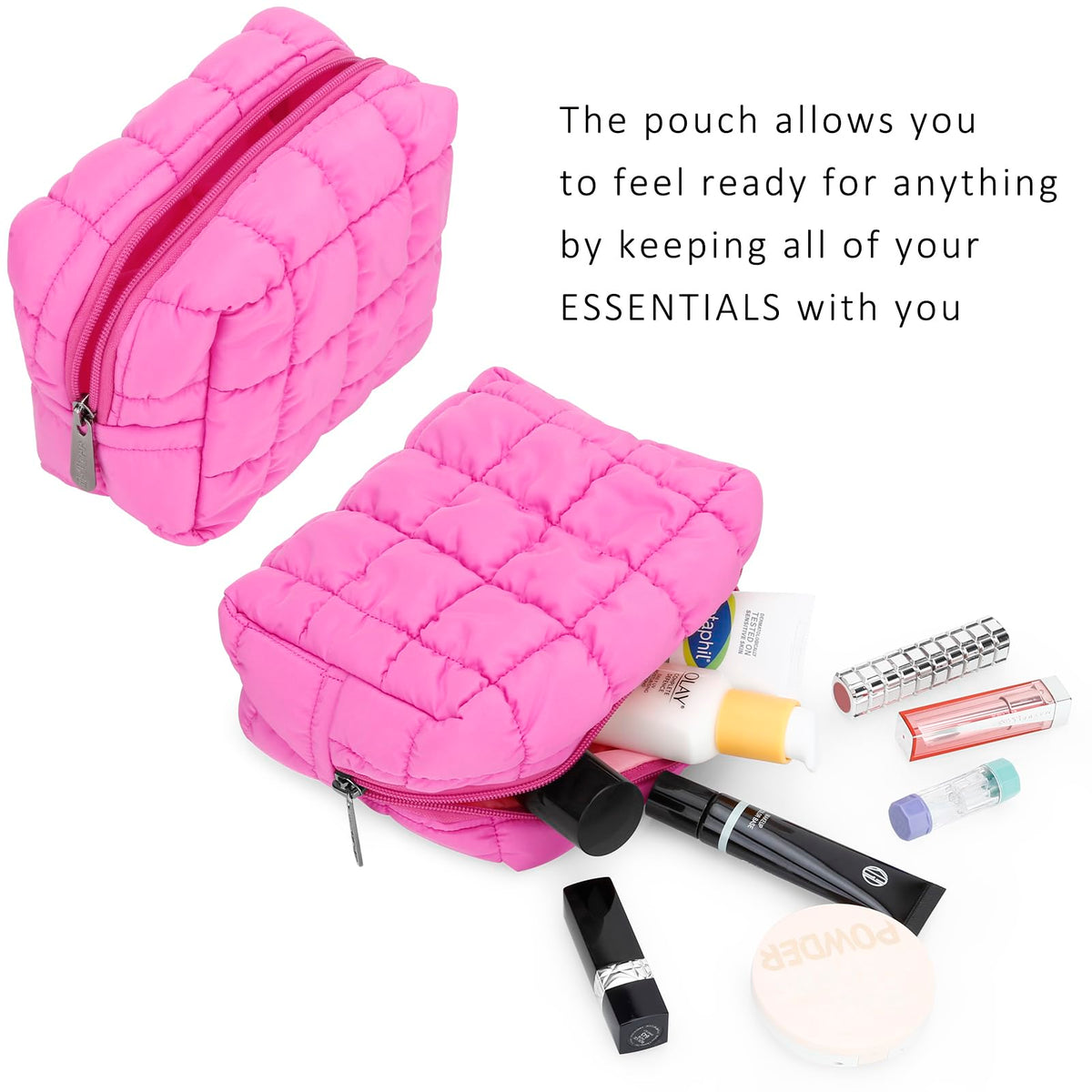 E-Tree Cute Makeup Bag,Quilted Cosmetic Bag,Make up Pouch for Purse,Toiletry Zipper Pouch,Checkered Bag,Travel Case,Storage Pouches for Organization (Hot Pink) - thewildfolk E-Tree Cute Makeup Bag,Quilted Cosmetic Bag,Make up Pouch for Purse,Toiletry Zipper Pouch,Checkered Bag,Travel Case,Storage Pouches for Organization (Hot Pink)