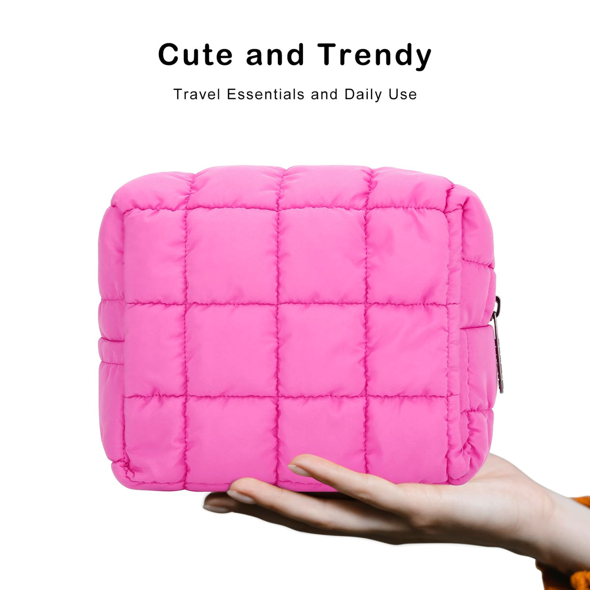 E-Tree Cute Makeup Bag,Quilted Cosmetic Bag,Make up Pouch for Purse,Toiletry Zipper Pouch,Checkered Bag,Travel Case,Storage Pouches for Organization (Hot Pink) - thewildfolk E-Tree Cute Makeup Bag,Quilted Cosmetic Bag,Make up Pouch for Purse,Toiletry Zipper Pouch,Checkered Bag,Travel Case,Storage Pouches for Organization (Hot Pink)