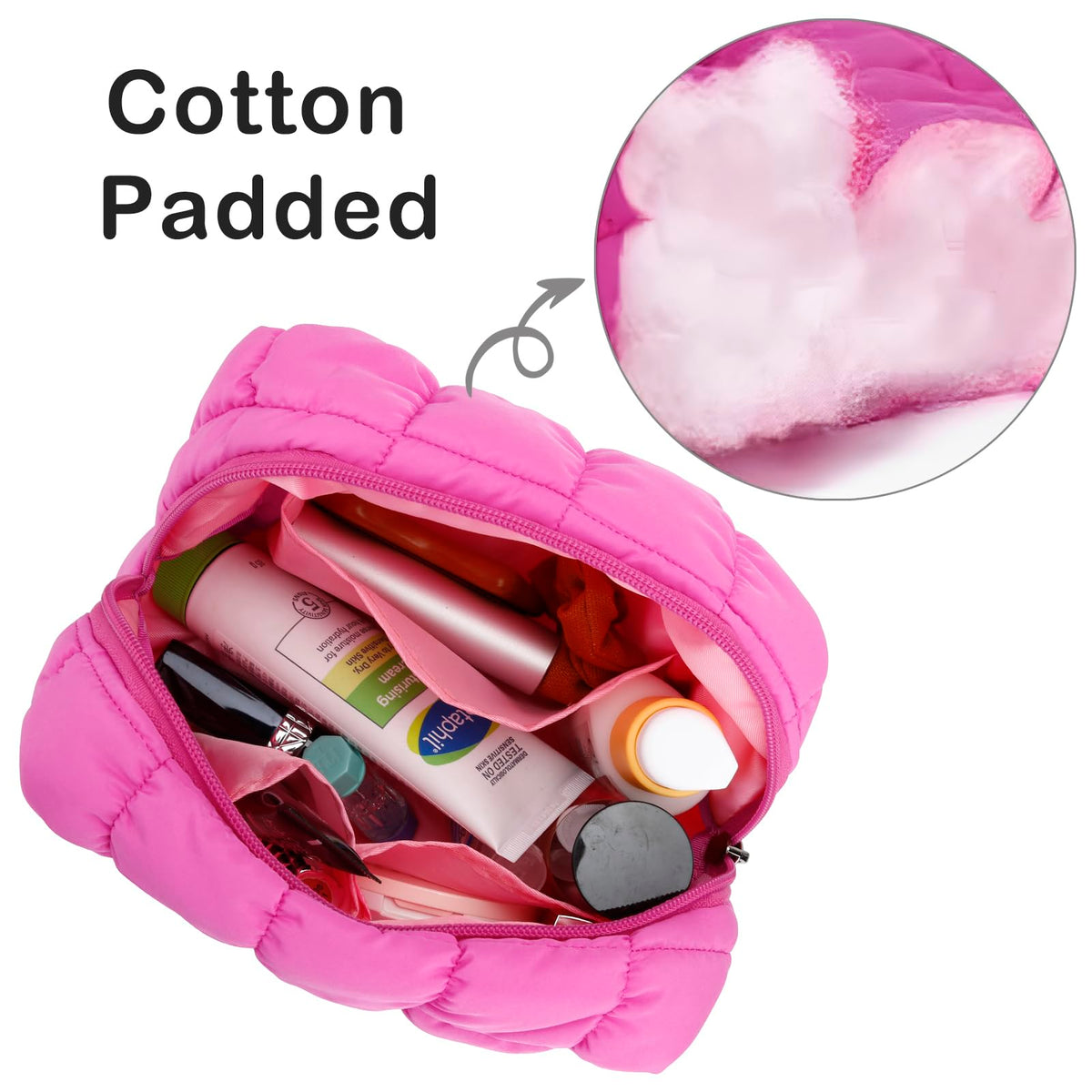E-Tree Cute Makeup Bag,Quilted Cosmetic Bag,Make up Pouch for Purse,Toiletry Zipper Pouch,Checkered Bag,Travel Case,Storage Pouches for Organization (Hot Pink) - thewildfolk E-Tree Cute Makeup Bag,Quilted Cosmetic Bag,Make up Pouch for Purse,Toiletry Zipper Pouch,Checkered Bag,Travel Case,Storage Pouches for Organization (Hot Pink)