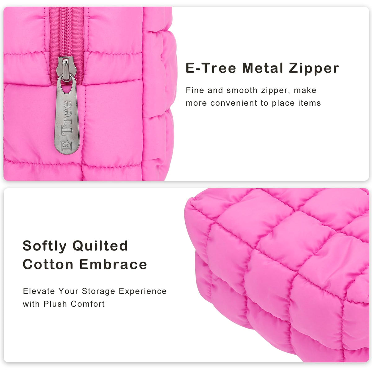 E-Tree Cute Makeup Bag,Quilted Cosmetic Bag,Make up Pouch for Purse,Toiletry Zipper Pouch,Checkered Bag,Travel Case,Storage Pouches for Organization (Hot Pink) - thewildfolk E-Tree Cute Makeup Bag,Quilted Cosmetic Bag,Make up Pouch for Purse,Toiletry Zipper Pouch,Checkered Bag,Travel Case,Storage Pouches for Organization (Hot Pink)
