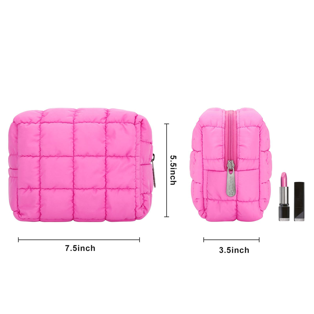 E-Tree Cute Makeup Bag,Quilted Cosmetic Bag,Make up Pouch for Purse,Toiletry Zipper Pouch,Checkered Bag,Travel Case,Storage Pouches for Organization (Hot Pink) - thewildfolk E-Tree Cute Makeup Bag,Quilted Cosmetic Bag,Make up Pouch for Purse,Toiletry Zipper Pouch,Checkered Bag,Travel Case,Storage Pouches for Organization (Hot Pink)