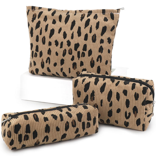 EIMMBD Makeup Bag 3 Pieces Large Capacity Cosmetic Bags Travel Toiletry Bag Organizer Cute Makeup Pouch Storage for Women(Brown Leopard) - thewildfolk EIMMBD Makeup Bag 3 Pieces Large Capacity Cosmetic Bags Travel Toiletry Bag Organizer Cute Makeup Pouch Storage for Women(Brown Leopard)