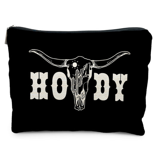 Elpwk Boho Western Howdy Makeup Bag for Women, Southwestern Cowboy Cow Skull Cactus Cosmetic Bags,Gifts for For Mom Friends Teen Girl & Women, Black Western Zipper Makeup Pouch for Purse - thewildfolk Elpwk Boho Western Howdy Makeup Bag for Women, Southwestern Cowboy Cow Skull Cactus Cosmetic Bags,Gifts for For Mom Friends Teen Girl & Women, Black Western Zipper Makeup Pouch for Purse