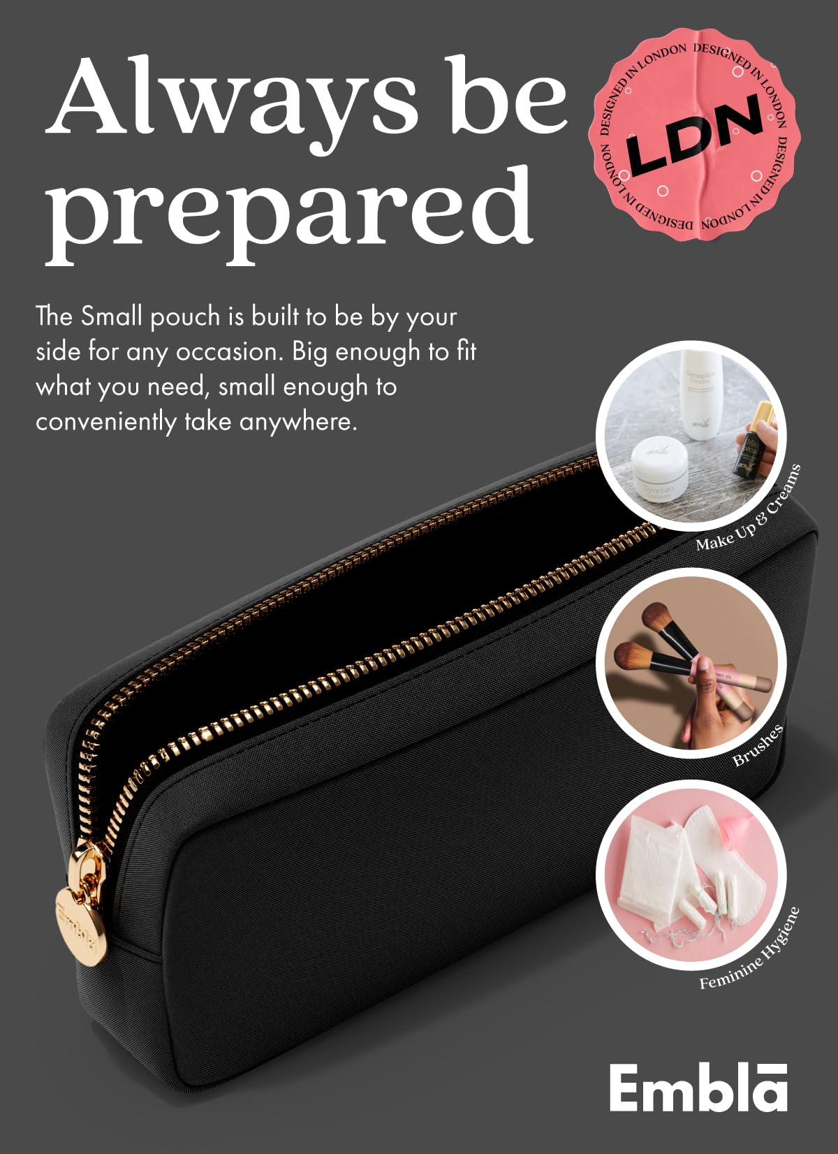 Embla Makeup Bag Travel Cosmetics Pouch and Toiletry Bag, Nylon Zipper Pouch Purse, Cute Make Up Organizer Storage Tote for Women Girls, Waterproof Travel Skincare Case, Small Makeup Bags, Black - thewildfolk Embla Makeup Bag Travel Cosmetics Pouch and Toiletry Bag, Nylon Zipper Pouch Purse, Cute Make Up Organizer Storage Tote for Women Girls, Waterproof Travel Skincare Case, Small Makeup Bags, Black