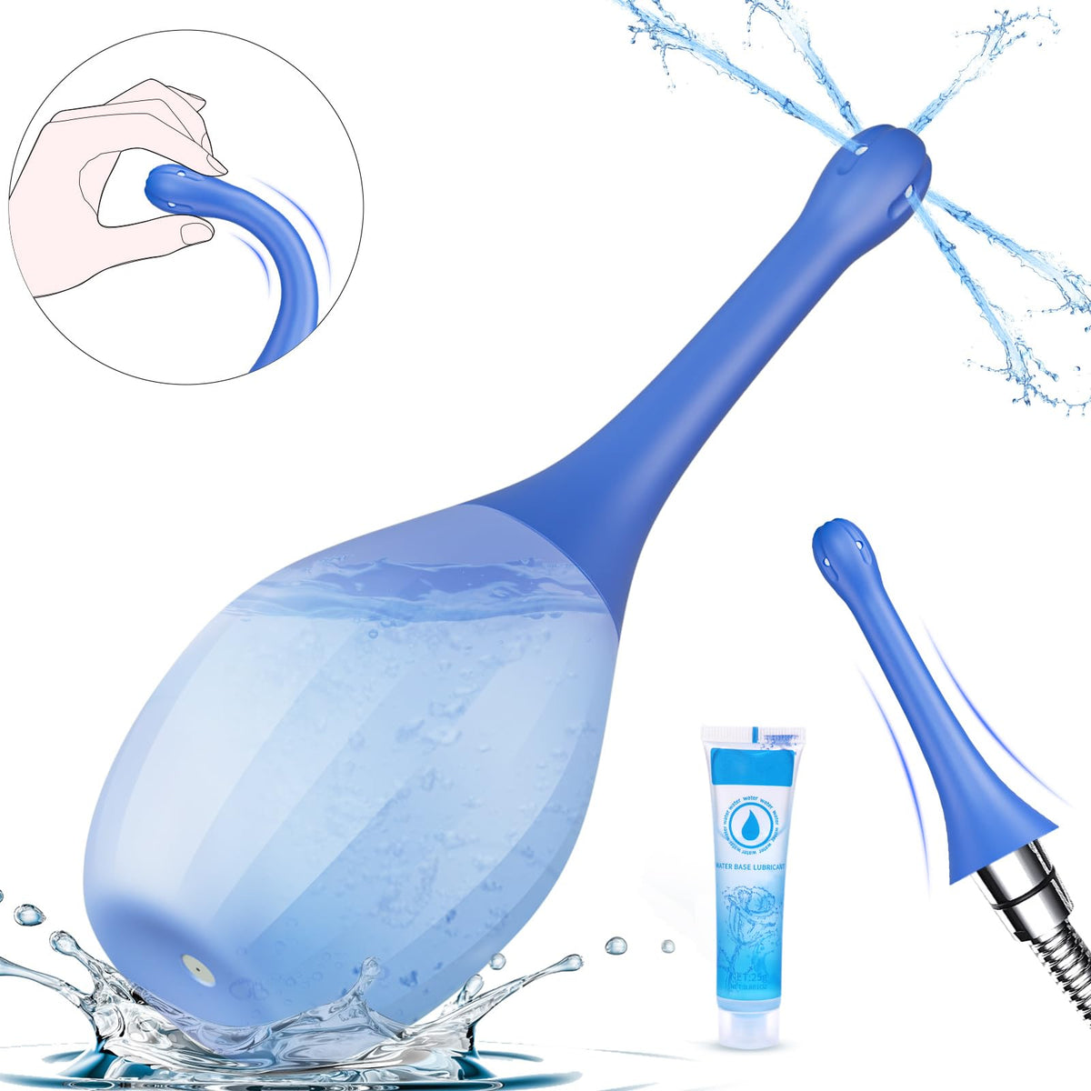 Enema Anal Douches for Men Women - Enema Bulb with Bendable Silicone Nozzles for Men Women Colon Cleanse, Anti Backflow Shower Douche Enema Kit with Lube, Anal Cleansing Feminine Care Douche Bottles - thewildfolk Enema Anal Douches for Men Women - Enema Bulb with Bendable Silicone Nozzles for Men Women Colon Cleanse, Anti Backflow Shower Douche Enema Kit with Lube, Anal Cleansing Feminine Care Douche Bottles