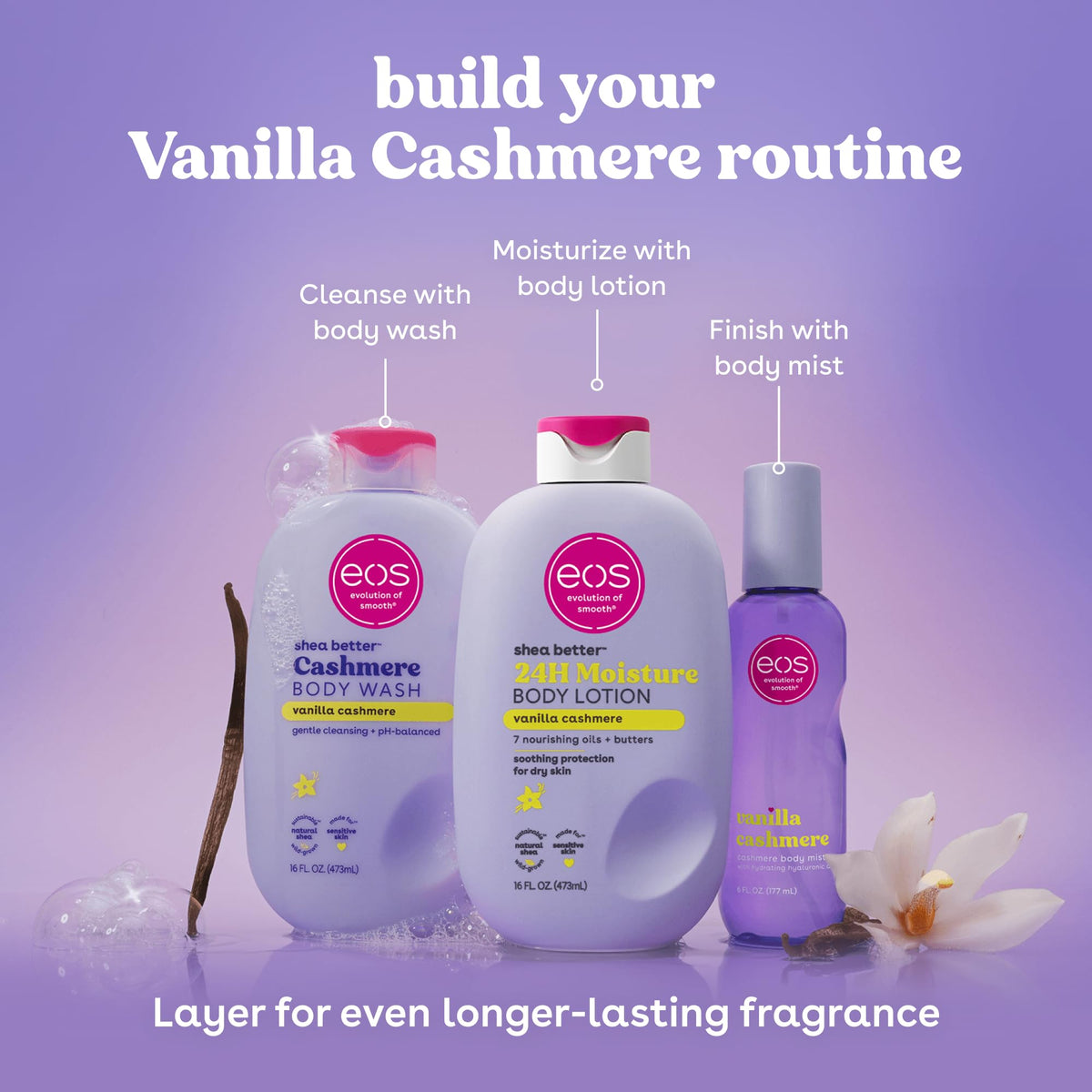 eos Body Wash, Vanilla Cashmere, Moisturizing Creamy Gel Formula with Shea Butter, Glycerin, Vitamin E, pH Balanced, Sensitive Skin, Vegan, 16 fl oz - thewildfolk eos Body Wash, Vanilla Cashmere, Moisturizing Creamy Gel Formula with Shea Butter, Glycerin, Vitamin E, pH Balanced, Sensitive Skin, Vegan, 16 fl oz