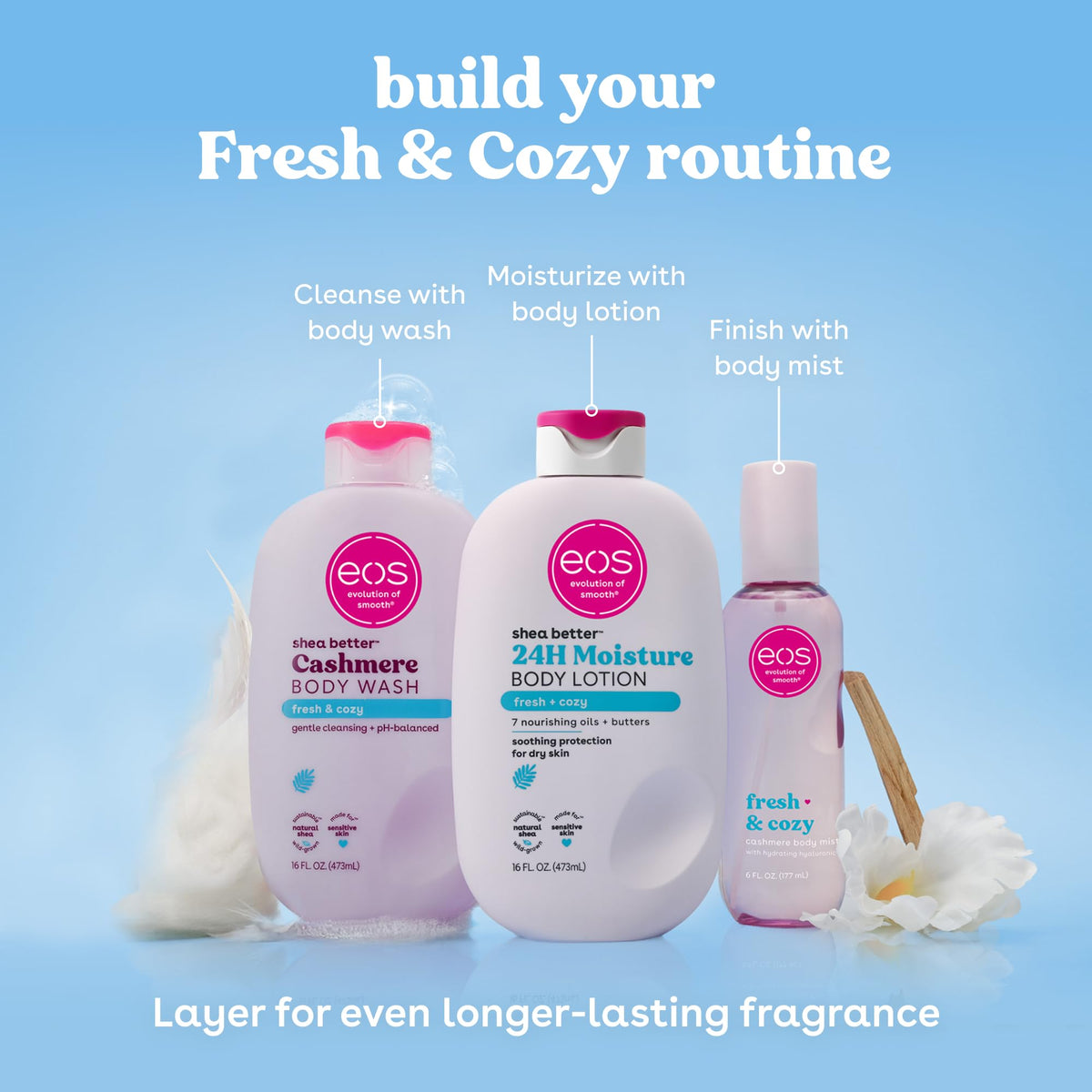 eos Shea Better Body Lotion, Fresh & Cozy, 24-Hour Moisture Skin Care, Lightweight & Non-Greasy, Natural Shea, Vegan, 16 fl oz - thewildfolk eos Shea Better Body Lotion, Fresh & Cozy, 24-Hour Moisture Skin Care, Lightweight & Non-Greasy, Natural Shea, Vegan, 16 fl oz