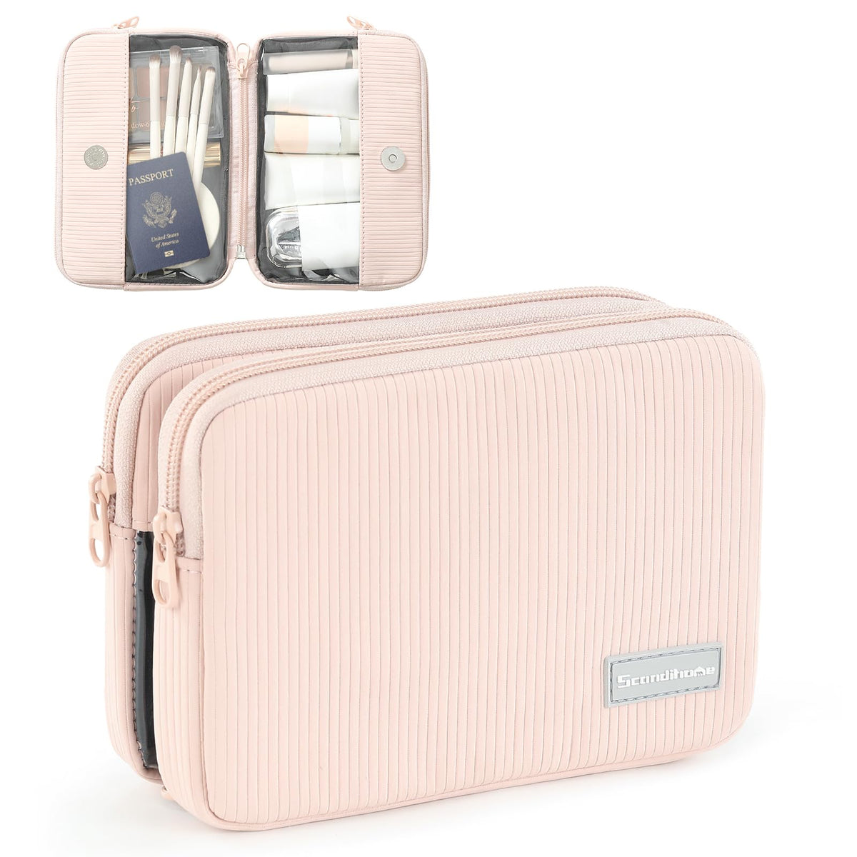 EPEDAL24 Preppy Makeup Bag, Rectangle Double Detachable Cosmetic Organizer, Clear Side Panel Portable Travel Pouches for In-Flight Essentials, Beauty & Tech Accessories, Gift for Women - thewildfolk EPEDAL24 Preppy Makeup Bag, Rectangle Double Detachable Cosmetic Organizer, Clear Side Panel Portable Travel Pouches for In-Flight Essentials, Beauty & Tech Accessories, Gift for Women