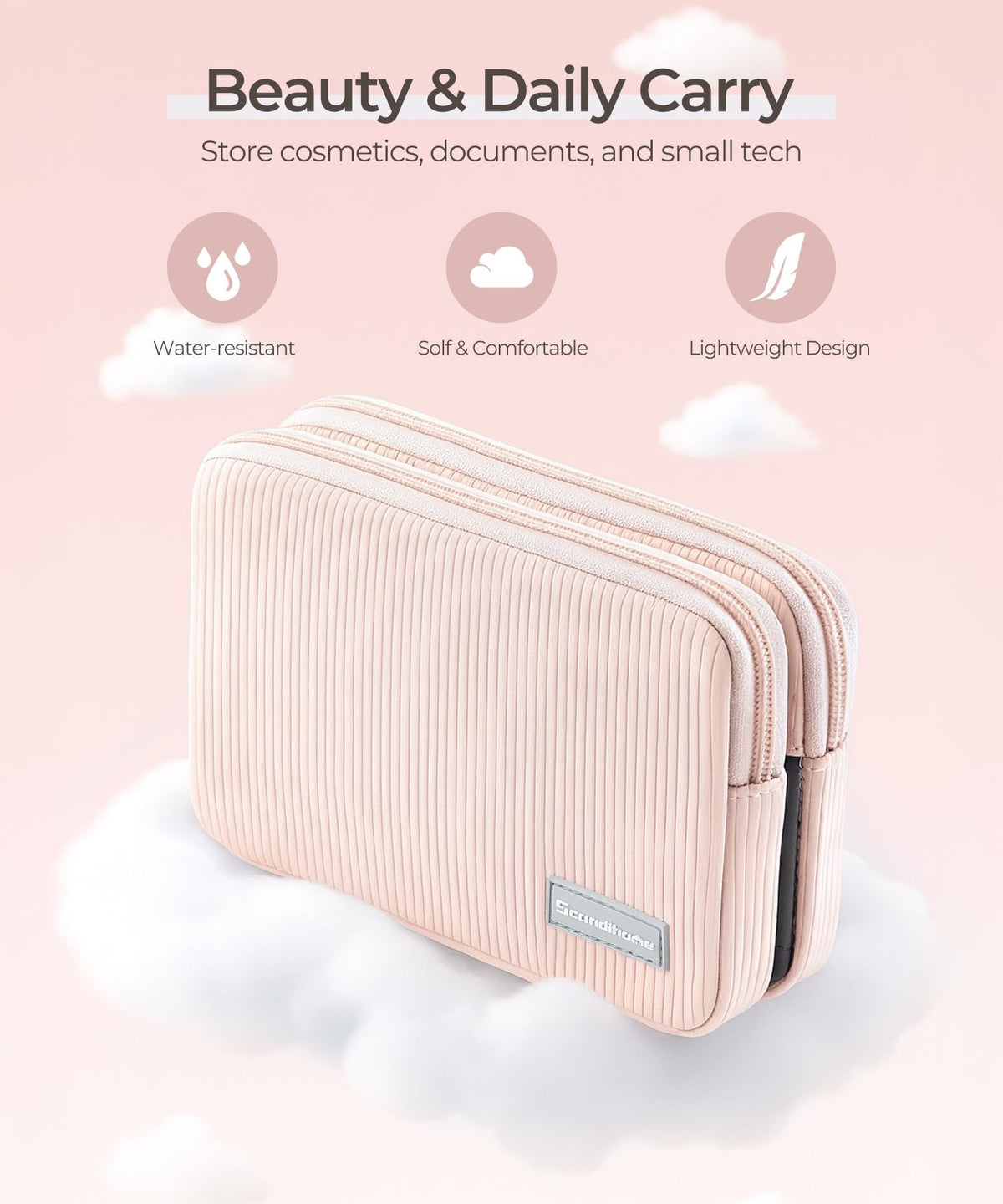 EPEDAL24 Preppy Makeup Bag, Rectangle Double Detachable Cosmetic Organizer, Clear Side Panel Portable Travel Pouches for In-Flight Essentials, Beauty & Tech Accessories, Gift for Women - thewildfolk EPEDAL24 Preppy Makeup Bag, Rectangle Double Detachable Cosmetic Organizer, Clear Side Panel Portable Travel Pouches for In-Flight Essentials, Beauty & Tech Accessories, Gift for Women