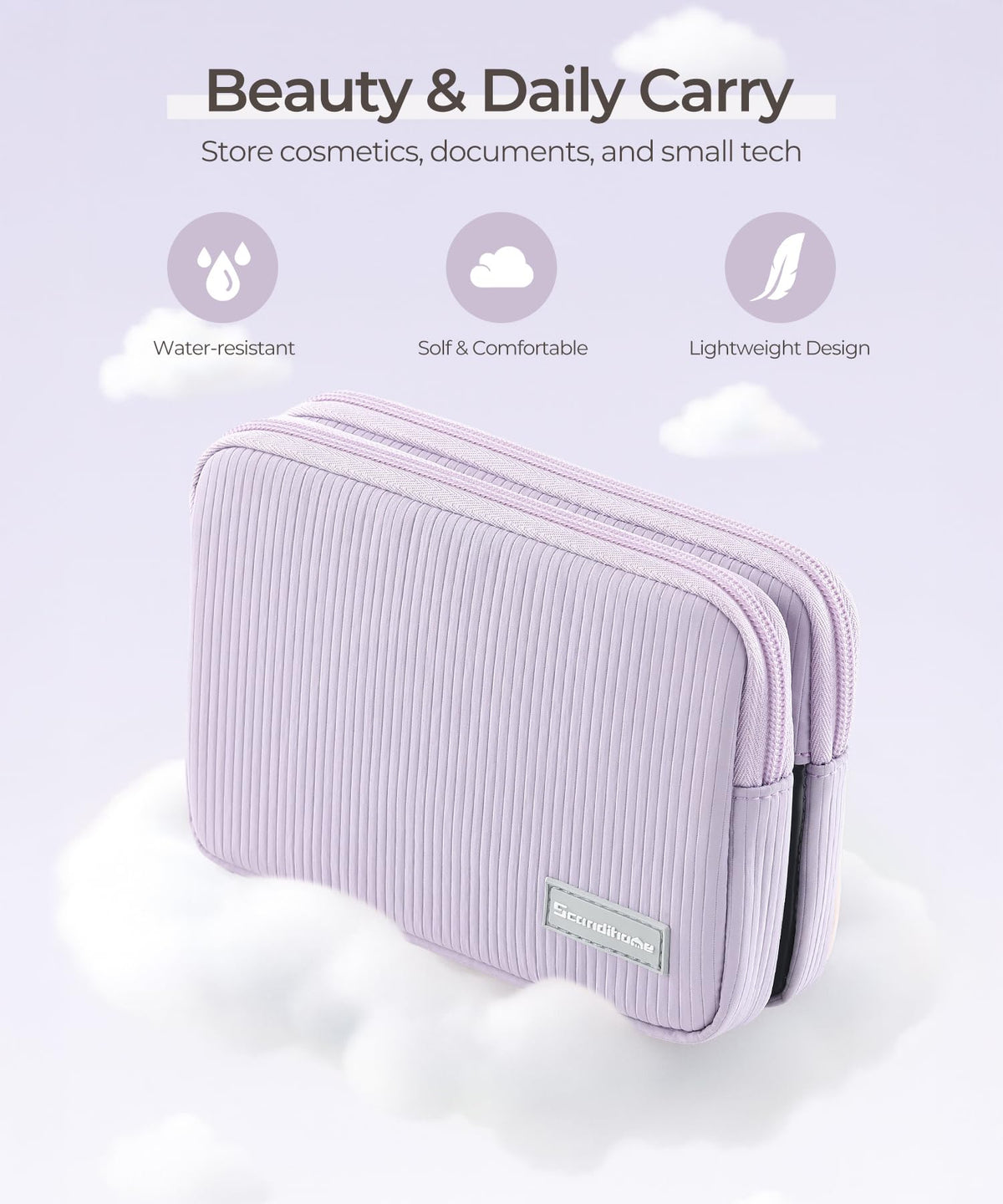 EPEDAL24 Preppy Makeup Bag, Rectangle Double Detachable Cosmetic Organizer, Clear Side Panel Portable Travel Pouches for In-Flight Essentials, Beauty & Tech Accessories, Gift for Women - thewildfolk EPEDAL24 Preppy Makeup Bag, Rectangle Double Detachable Cosmetic Organizer, Clear Side Panel Portable Travel Pouches for In-Flight Essentials, Beauty & Tech Accessories, Gift for Women