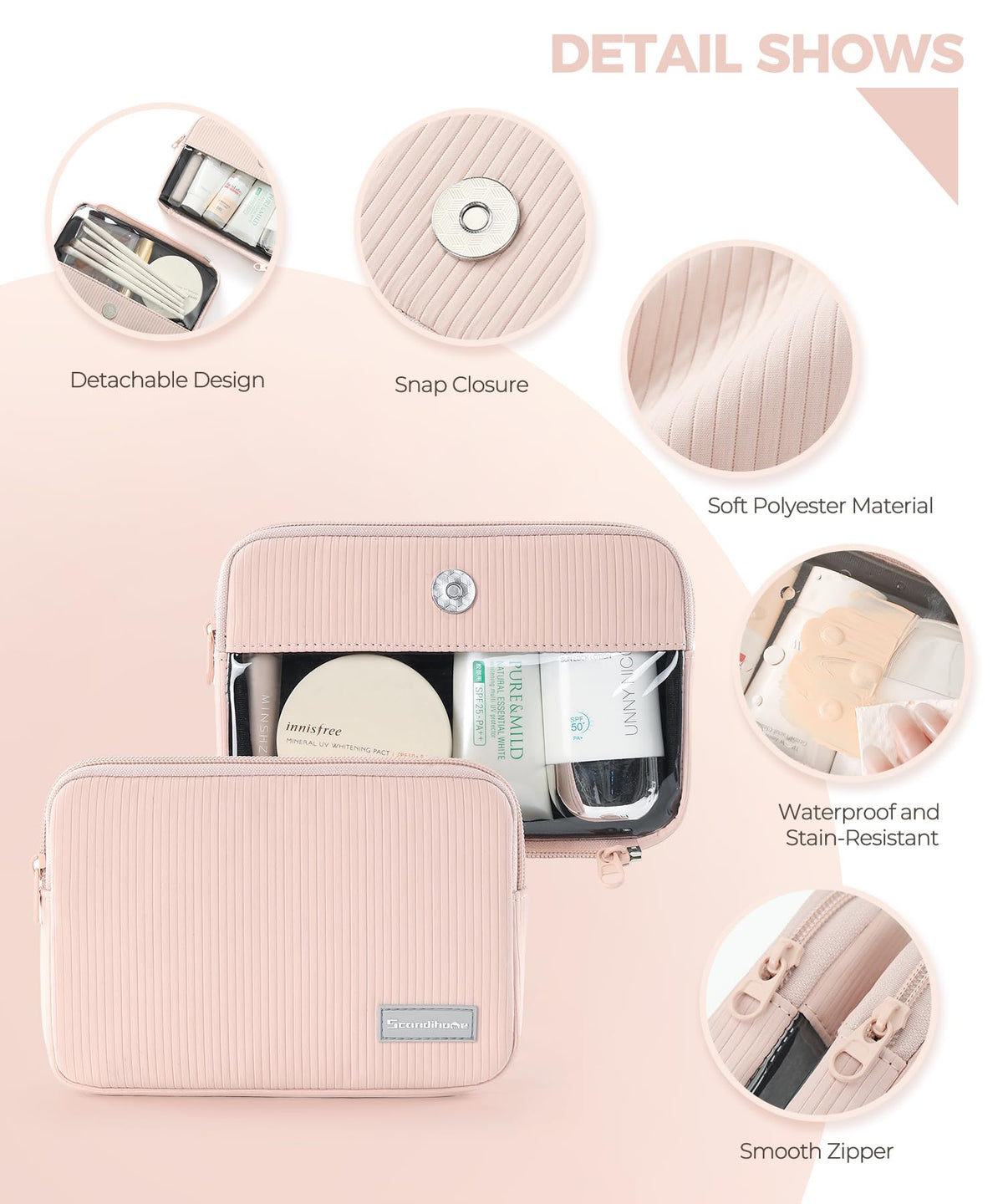EPEDAL24 Preppy Makeup Bag, Rectangle Double Detachable Cosmetic Organizer, Clear Side Panel Portable Travel Pouches for In-Flight Essentials, Beauty & Tech Accessories, Gift for Women - thewildfolk EPEDAL24 Preppy Makeup Bag, Rectangle Double Detachable Cosmetic Organizer, Clear Side Panel Portable Travel Pouches for In-Flight Essentials, Beauty & Tech Accessories, Gift for Women
