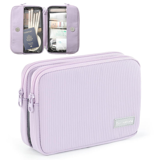 EPEDAL24 Preppy Makeup Bag, Rectangle Double Detachable Cosmetic Organizer, Clear Side Panel Portable Travel Pouches for In-Flight Essentials, Beauty & Tech Accessories, Gift for Women - thewildfolk EPEDAL24 Preppy Makeup Bag, Rectangle Double Detachable Cosmetic Organizer, Clear Side Panel Portable Travel Pouches for In-Flight Essentials, Beauty & Tech Accessories, Gift for Women