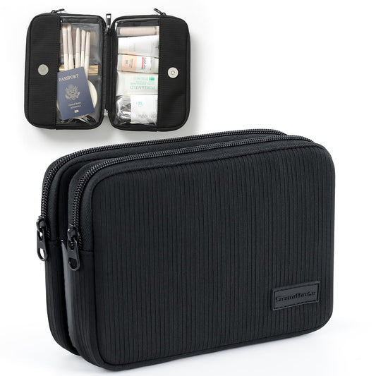 EPEDAL24 Preppy Makeup Bag, Rectangle Double Detachable Cosmetic Organizer, Clear Side Panel Portable Travel Pouches for In-Flight Essentials, Beauty & Tech Accessories, Gift for Women - thewildfolk EPEDAL24 Preppy Makeup Bag, Rectangle Double Detachable Cosmetic Organizer, Clear Side Panel Portable Travel Pouches for In-Flight Essentials, Beauty & Tech Accessories, Gift for Women