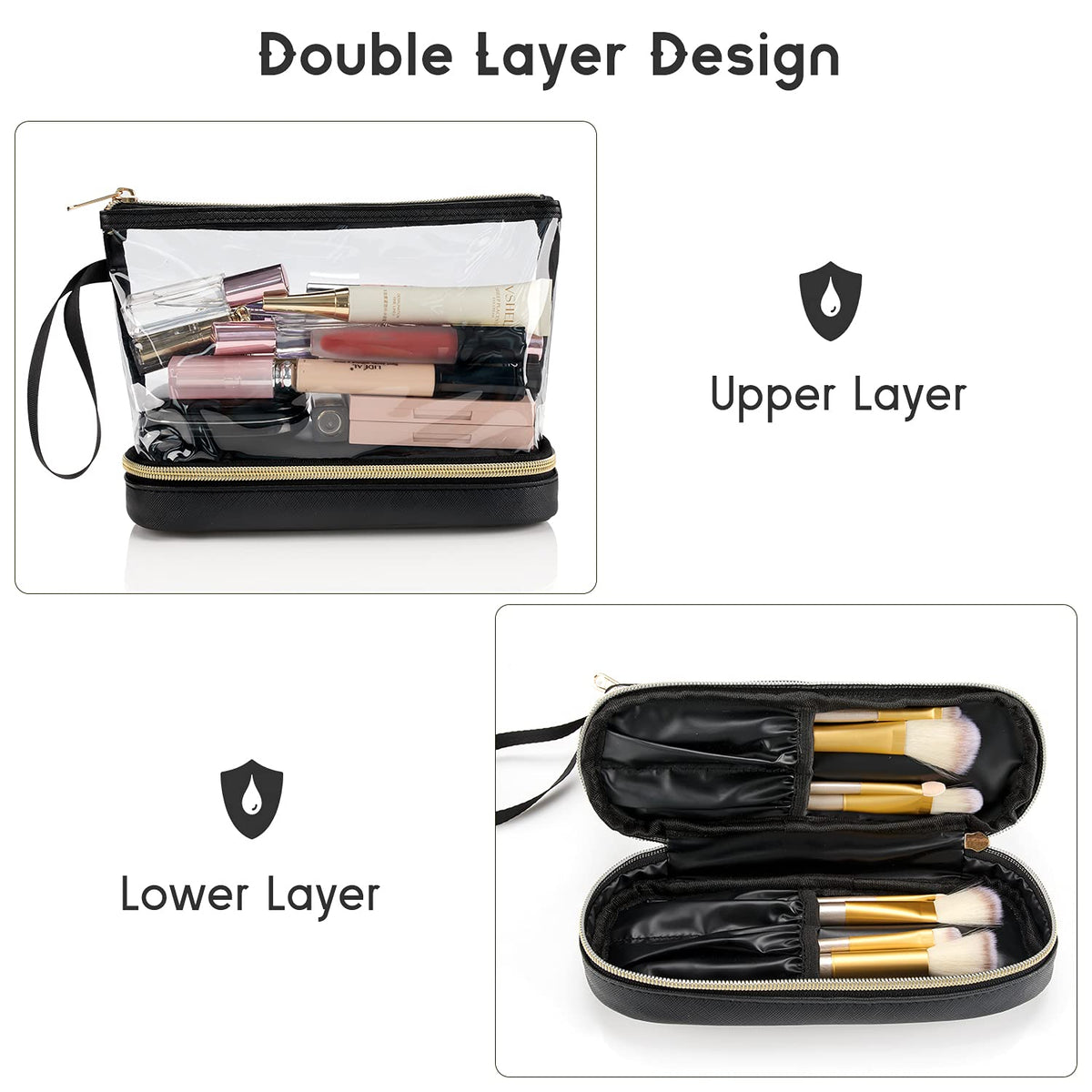 Ethereal Travel Makeup Bag, Clear Cosmetic Bag Make Up Organizer TSA Approved Toiletry Bag, Waterproof Pouch for Women Purse for Toiletries Accessories Brushes - thewildfolk Ethereal Travel Makeup Bag, Clear Cosmetic Bag Make Up Organizer TSA Approved Toiletry Bag, Waterproof Pouch for Women Purse for Toiletries Accessories Brushes