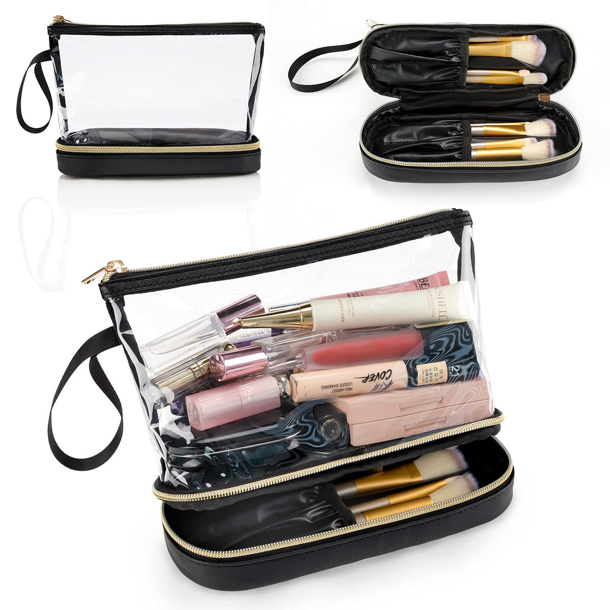 Ethereal Travel Makeup Bag, Clear Cosmetic Bag Make Up Organizer TSA Approved Toiletry Bag, Waterproof Pouch for Women Purse for Toiletries Accessories Brushes - thewildfolk Ethereal Travel Makeup Bag, Clear Cosmetic Bag Make Up Organizer TSA Approved Toiletry Bag, Waterproof Pouch for Women Purse for Toiletries Accessories Brushes