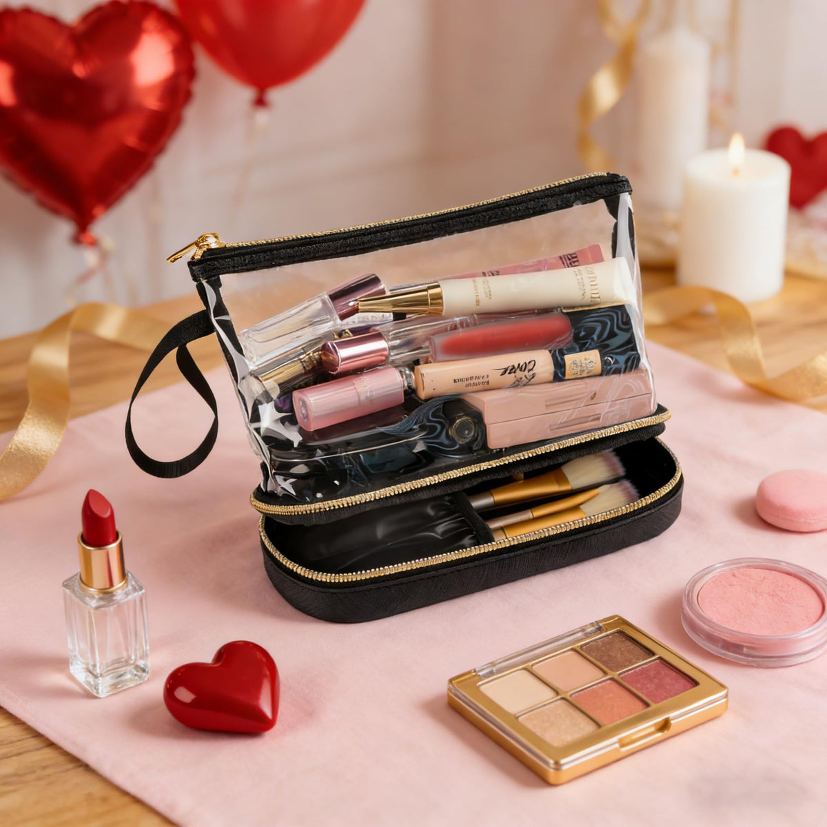 Ethereal Travel Makeup Bag, Clear Cosmetic Bag Make Up Organizer TSA Approved Toiletry Bag, Waterproof Pouch for Women Purse for Toiletries Accessories Brushes - thewildfolk Ethereal Travel Makeup Bag, Clear Cosmetic Bag Make Up Organizer TSA Approved Toiletry Bag, Waterproof Pouch for Women Purse for Toiletries Accessories Brushes