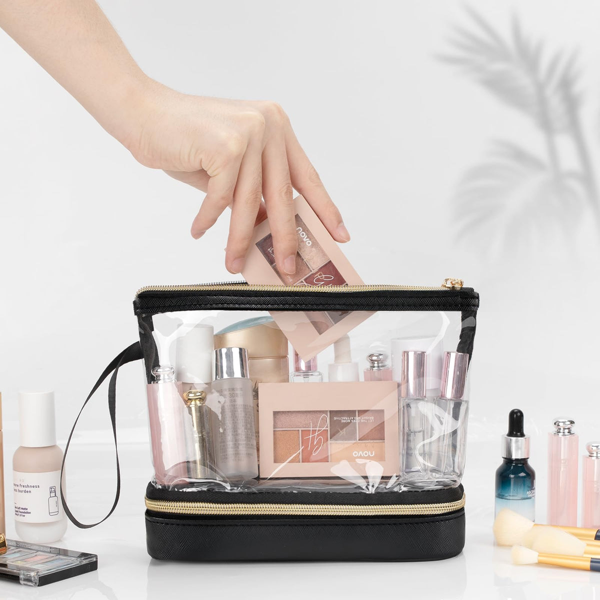 Ethereal Travel Makeup Bag, Clear Cosmetic Bag Make Up Organizer TSA Approved Toiletry Bag, Waterproof Pouch for Women Purse for Toiletries Accessories Brushes - thewildfolk Ethereal Travel Makeup Bag, Clear Cosmetic Bag Make Up Organizer TSA Approved Toiletry Bag, Waterproof Pouch for Women Purse for Toiletries Accessories Brushes