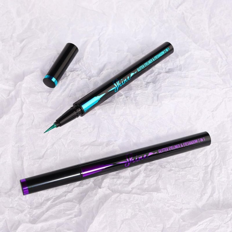 evpct 2Pcs Metallic Purple & Green Glitter Glittering Diamond Liquid Eyeliner Eye Makeup Pencil Set, Sparkle Shimmer Colored Eyeliner Pen Waterproof Smudge Proof Long Lasting High Pigmented - thewildfolk evpct 2Pcs Metallic Purple & Green Glitter Glittering Diamond Liquid Eyeliner Eye Makeup Pencil Set, Sparkle Shimmer Colored Eyeliner Pen Waterproof Smudge Proof Long Lasting High Pigmented