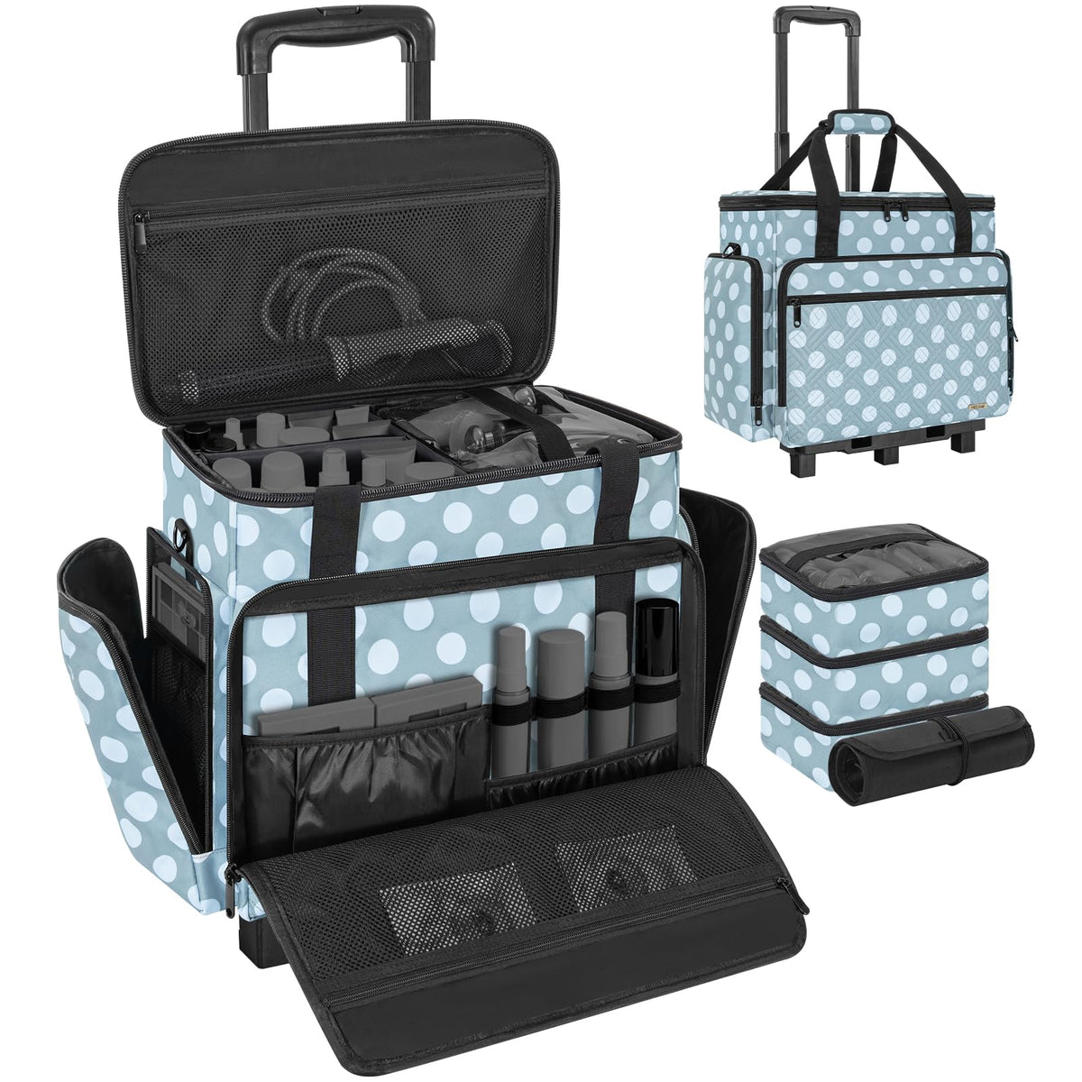 Extra Large Rolling Makeup Bag with 4 Removable Pouches and 1 Brush Holder - thewildfolk Extra Large Rolling Makeup Bag with 4 Removable Pouches and 1 Brush Holder