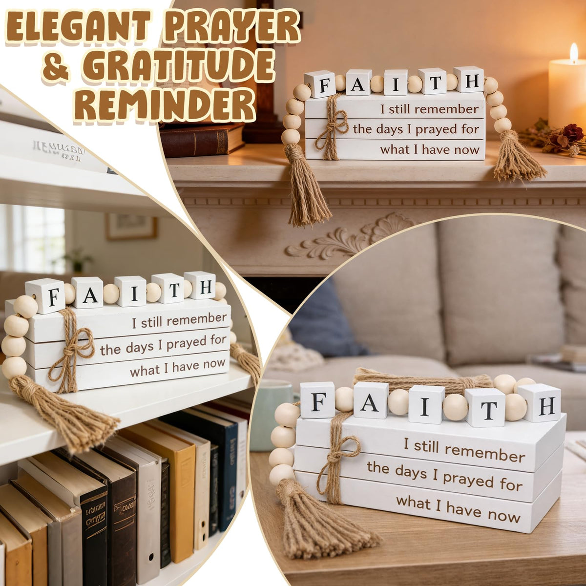 Farmhouse White Fake Decorative Books Wooden Box for Home Office Decor - Religion Christian Faith Aesthetic for Living Room, Console Table, Bookshelf, Tv Stand, Entryway - thewildfolk Farmhouse White Fake Decorative Books Wooden Box for Home Office Decor - Religion Christian Faith Aesthetic for Living Room, Console Table, Bookshelf, Tv Stand, Entryway