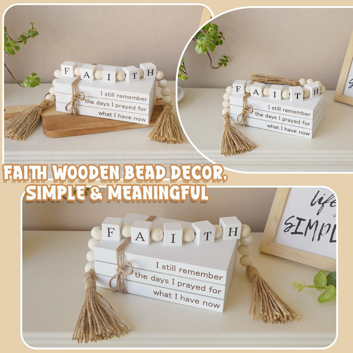 Farmhouse White Fake Decorative Books Wooden Box for Home Office Decor - Religion Christian Faith Aesthetic for Living Room, Console Table, Bookshelf, Tv Stand, Entryway - thewildfolk Farmhouse White Fake Decorative Books Wooden Box for Home Office Decor - Religion Christian Faith Aesthetic for Living Room, Console Table, Bookshelf, Tv Stand, Entryway