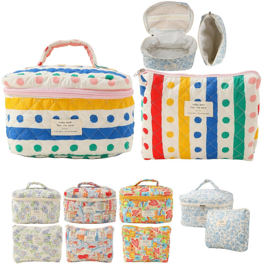 Fcteap Makeup Bag Travel Essentials Quilted Cosmetic Toiletry Pouch Organizer Insert for Women Dorm Room Essential Gift Large Capacity Opening Lightweight Cute Aesthetic Portable 2PCS (Colorful Dots) - thewildfolk Fcteap Makeup Bag Travel Essentials Quilted Cosmetic Toiletry Pouch Organizer Insert for Women Dorm Room Essential Gift Large Capacity Opening Lightweight Cute Aesthetic Portable 2PCS (Colorful Dots)