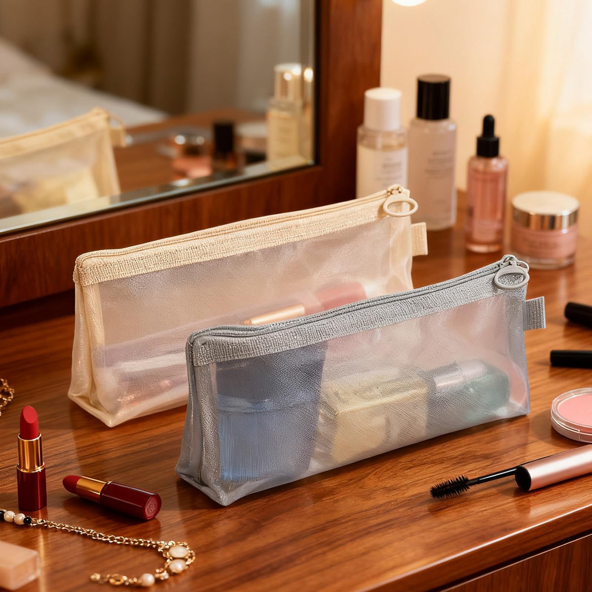 FdcZeyxior 5 PCS Small Clear Makeup Bags, Makeup Brush Bag Portable Travel Cosmetic Bags Multifunctional Small Clear Make up Pouch for Home Office Supplies Cosmetics Make up Travel Accessories - thewildfolk FdcZeyxior 5 PCS Small Clear Makeup Bags, Makeup Brush Bag Portable Travel Cosmetic Bags Multifunctional Small Clear Make up Pouch for Home Office Supplies Cosmetics Make up Travel Accessories