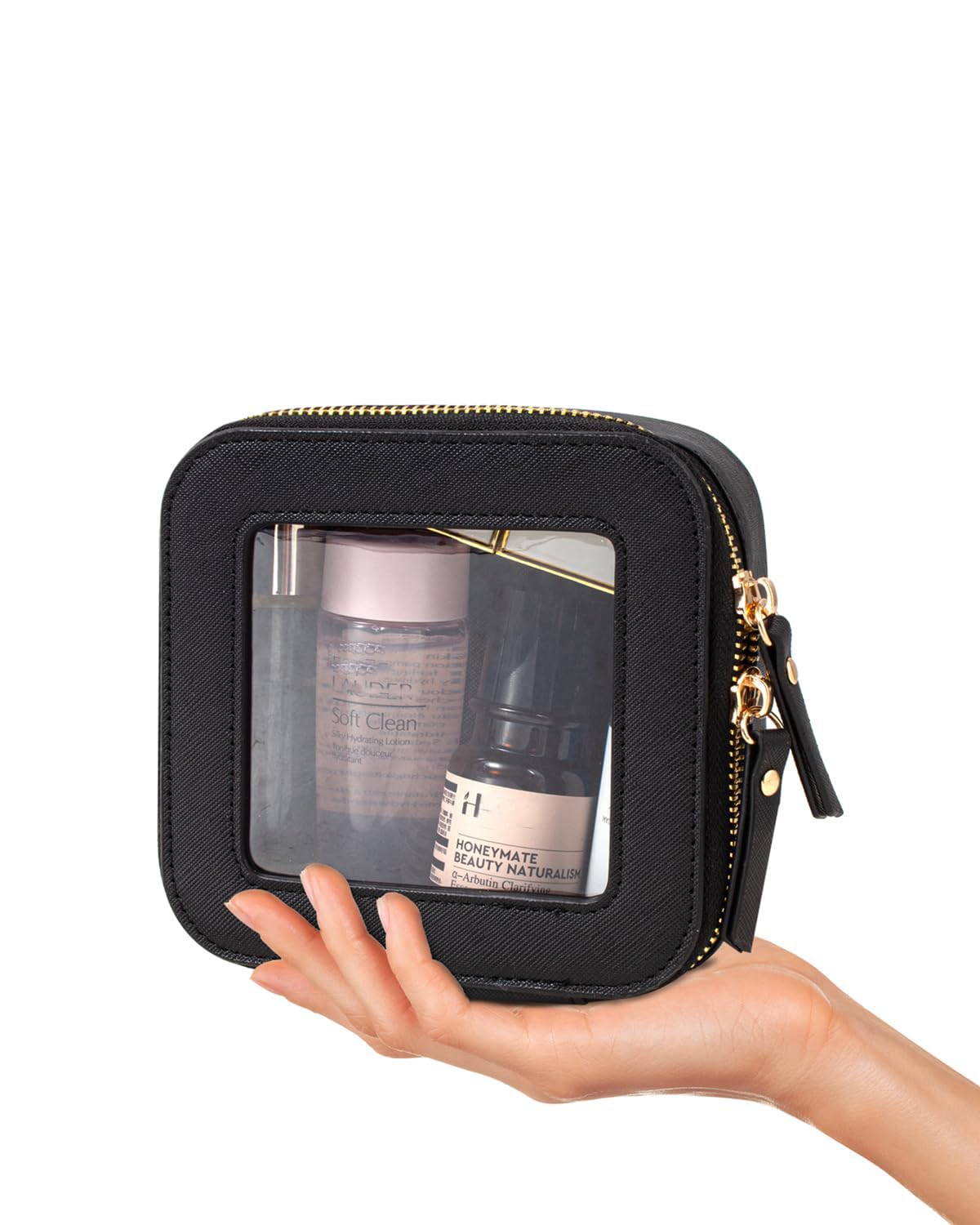 FFpaw Valentine's Day Gifts Clear Makeup Bag Small, Mini Cosmetic Bag for Purse Clear Makeup Pouch Purse Organizer with Zipper Travel Toiletry Bag Car Organizer Essentials for Women Men (Mini Black) - thewildfolk FFpaw Valentine's Day Gifts Clear Makeup Bag Small, Mini Cosmetic Bag for Purse Clear Makeup Pouch Purse Organizer with Zipper Travel Toiletry Bag Car Organizer Essentials for Women Men (Mini Black)