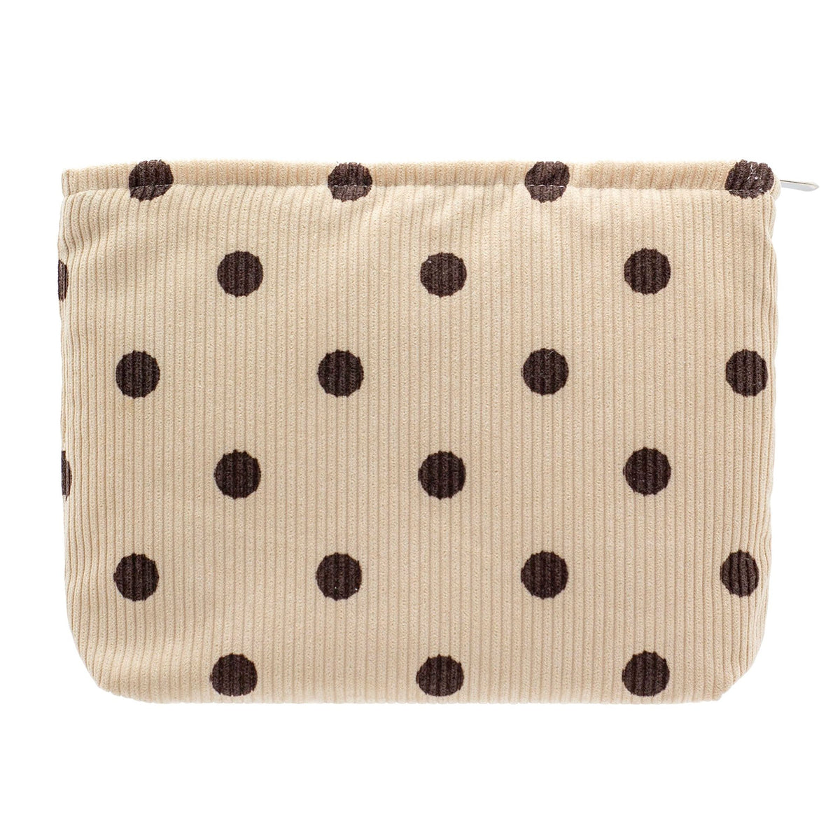 Flat Makeup Bag for Women,Zipper Cosmetic Pouch for Purse,Polka Dot Beige - thewildfolk Flat Makeup Bag for Women,Zipper Cosmetic Pouch for Purse,Polka Dot Beige