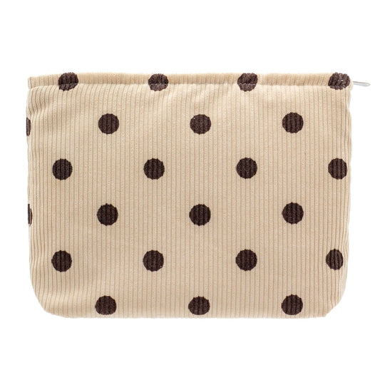 Flat Makeup Bag for Women,Zipper Cosmetic Pouch for Purse,Polka Dot Beige - thewildfolk Flat Makeup Bag for Women,Zipper Cosmetic Pouch for Purse,Polka Dot Beige