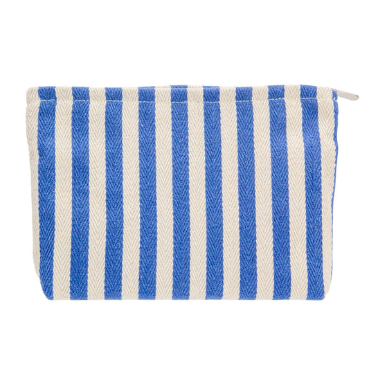 Flat Makeup Bag for Women,Zipper Cosmetic Pouch for Purse,Stripe Blue - thewildfolk Flat Makeup Bag for Women,Zipper Cosmetic Pouch for Purse,Stripe Blue