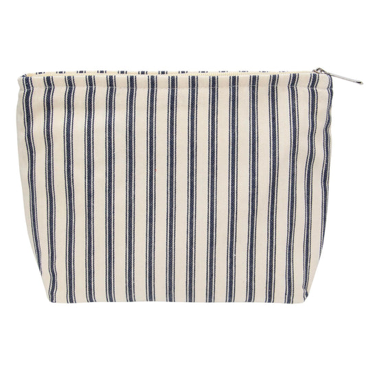 Flat Makeup Bag for Women,Zipper Cosmetic Pouch,Vintage Stripe Navy Blue - thewildfolk Flat Makeup Bag for Women,Zipper Cosmetic Pouch,Vintage Stripe Navy Blue